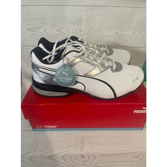 Men's Puma Tazon 6FM White Silver Black US Men's 9.5 New - Picture 1 of 6